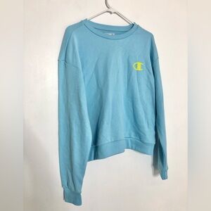 Champion Women's Light Blue Crew Neck Sweatshirt